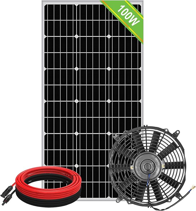 100 Watt Solar Powered Attic Fan System Ventilator Gable Roof Vent Fan+100W Solar Panel for Attic or Greenhouse (DELIVERY in 2 Packages)…