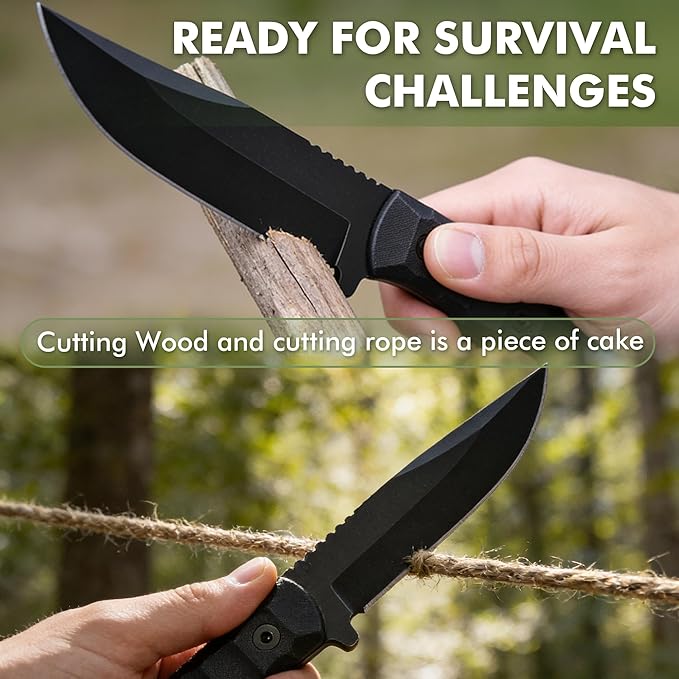 SK2 EDC Fixed Blade Knife with SheathTanto Blade Nylon Fiberglass Handle Tactical Knife Full Tang Survival Knives for Outdoor Camping Hunting Fishing Hiking
