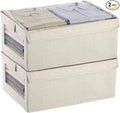 Joyibay Large Closet Storage Organizer 16x12x11Clothes Storage Bins with Handles &amp Window Collapsible Decorative Boxes with Lids Fabric Containers for Sweater Clothes Bags Shoes Bedroom Dorm