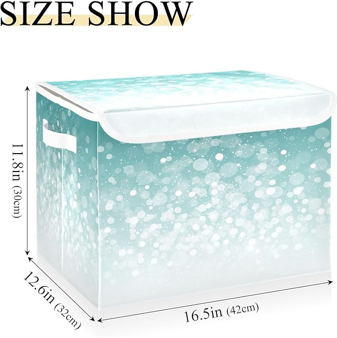 senya Baskets Collapsible Storage Bins with Lids Turquoise Aqua Glitter Storage Boxes Clothes Baskets for Organizing