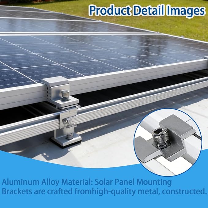 10 Pcs Solar Panel Mounting Brackets Rails KitMetal Solar Panel Mounting BracketsSolar Panel Mid Clamps for Securing All Standard Sized Photovoltaic FramesSolar Panel Installation