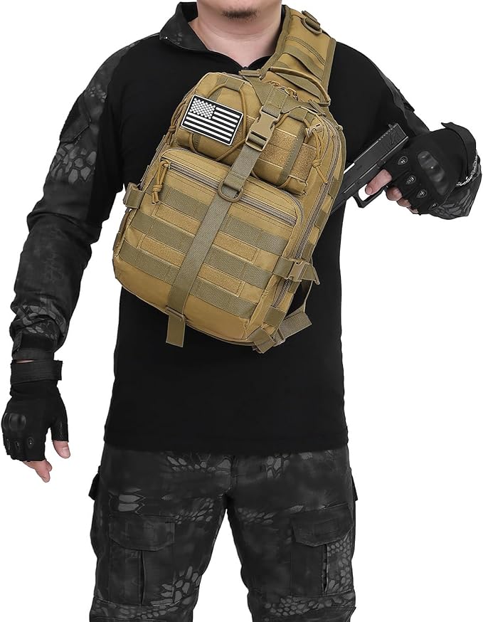 ATBP Tactical Crossbody Backpack Large Sling Pack With Holster Shoulder Bag For Men Outdoors Hiking Camping Gym
