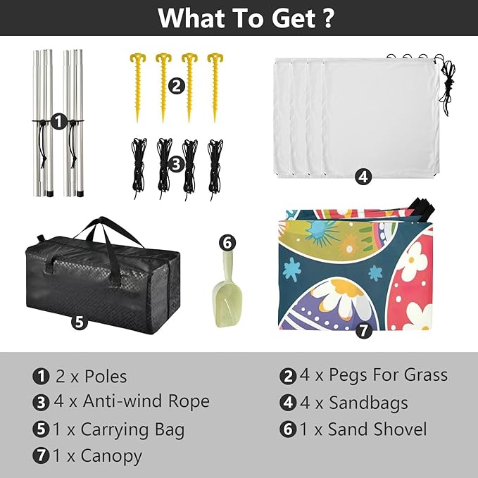 Easter Eggs with Flowers Beach Tent Sun Shelter Set UPF50+ UV Protection 10.5 x 9.19 FT Camping Shade Canopy with Sandbags Sand Anchors Carrying Bag and Others