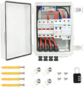 4 String Solar Combiner Box IP65 Waterproof PV Combiner Box for On/Off Grid Solar Systemwith Lightning Arrester 15A Rated Current Fuse &amp 63A Circuit Breaker(Plastic)