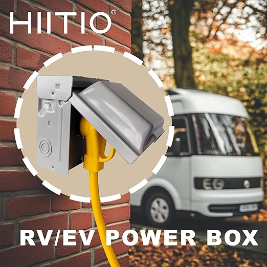 20 &amp 20 Amp Power Outlet Box 125 Volt Dual 20 Amp WRTR GFCI Receptacles Heavy Duty Lockable Weatherproof Panel Outdoor Receptacle for EV RV Generator Camper Trailer Motorhome ETL Listed