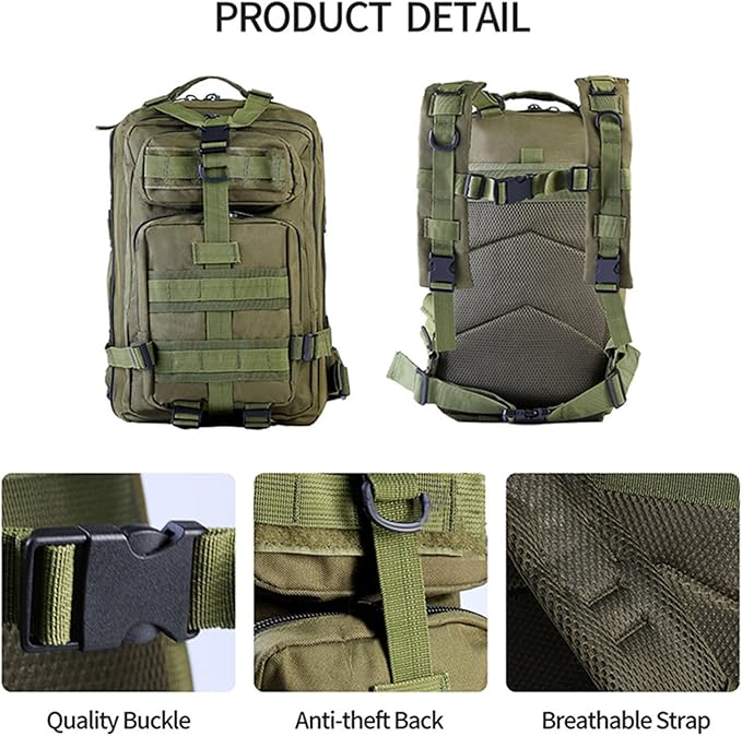 30L Waterproof Military Tactical Backpack Assault Bag Hiking Backpack MOLLE Outdoors Camping Trekking Rucksack - Camouflage