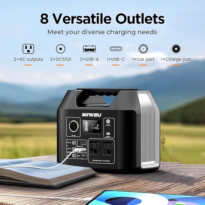 SinKeu Solar Generator with Panels Included - 300W Portable Power Station with 40W Solar Panel256Wh (80000mAh) LiFePO4 Battery with USB DC AC Outlets for Home Laptop RV Hurricane Camping