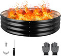 Raynesys 60 Inch Round Galvanized Fire Pit Ring Round Galvanized Fire Ring 5 Feet Diameter Round fire Pit Outdoor fire Pit for Backyard Camping Bonfire Black