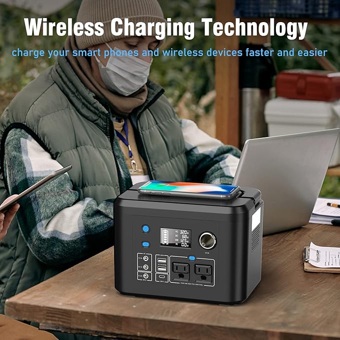 Portable Power Station 350W Powkey 260Wh/70000mAh Backup Lithium Battery 110V Pure Sine Wave Power Bank with 2 AC Outlets Portable Generator for Outdoors Camping Travel Hunting Emergency