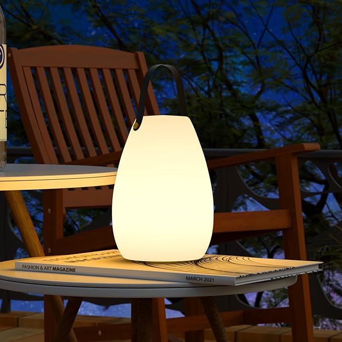 uuffoo Rechargeable Portable Table Lamp Cordless RGB Lantern with Remote Decorative LED Night Light IP44 Waterproof Indoor Outdoor Lamp for Bedroom Patio Garden Wedding Party