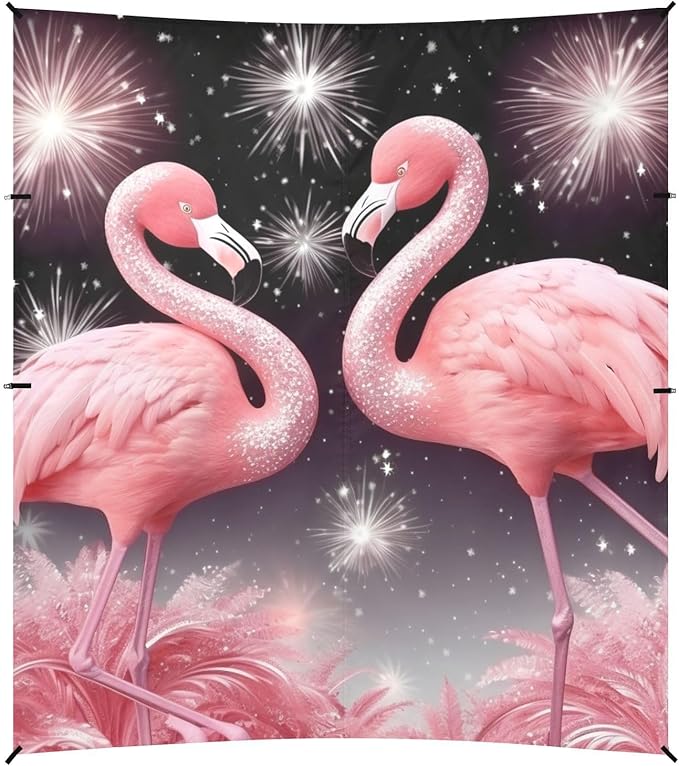 ALAZA Exotic Flamingo Sparkle Beach Tent Sun Shelter Portable Canopy Sunshade for Outdoor Camping Picnics Backyard Fun 10x9 ft