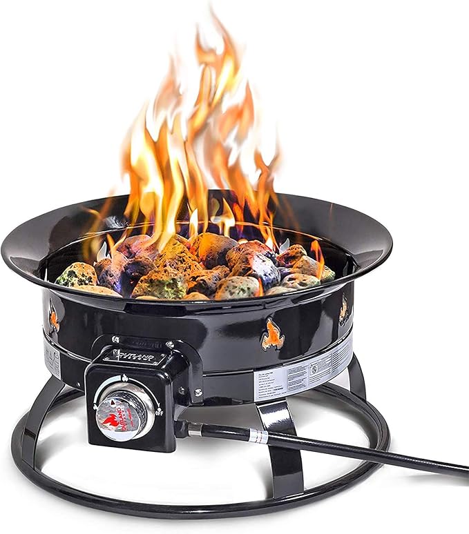 Outland Living Portable Propane Fire Pit 19-inch 58000 BTU with Fire Pit Cover &amp Carry Kit Smokeless Gas Firebowl | Perfect for Camping Patio Backyard Tailgating Deck RV| Black 893 Deluxe