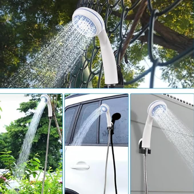 2025 Portable Camping Shower Pump Portable Water Pump with Hose Rechargeable Outdoor Shower Head Sprayer Pumps Water from Bucket for Camping Hiking Traveling &amp Pet Cleaning