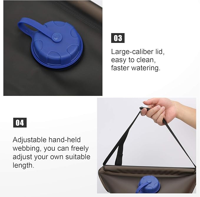 Outdoor Foldable Heated Shower Bag 15 Liter High Capacity Camping Shower Bag Kit with Shower Nozzle and Removable Hose Portable Summer Shower Bag for Hiking Beach Swimming