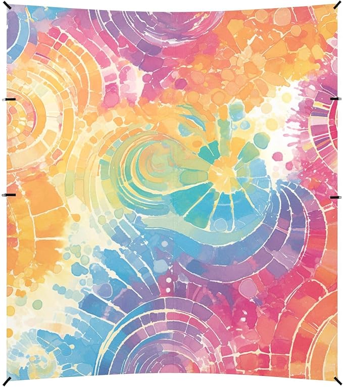 Lightgrey Tie-dye Background Vibrant Colors and Swirling Patterns Tie-dye Pattern Beach Cabana Tent UPF50+ Protection Easy Setup Shade Sun Shelter with Sand Shovel for Camping Trips Fishing