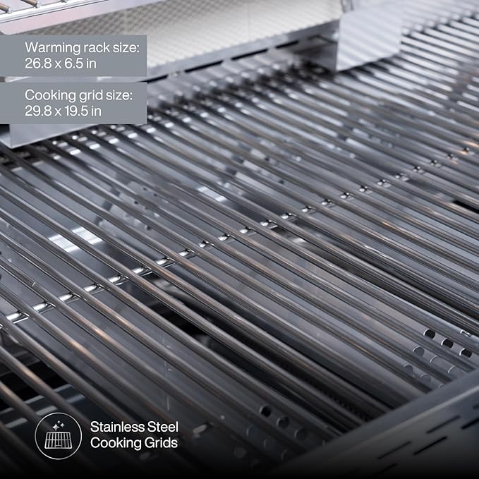 Spire Premium 5 Burner Built In Gas Grill Island Head Stainless Steel 30 Inch Propane Grill with Rear Burner 63000 BTUs 750 SQ In Racks Dual Fuel Compatibility - 740-0788P