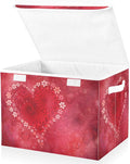 senya Valentines Storage Baskets Collapsible Storage Bins with Lids Floral Heart Storage Boxes Clothes Baskets for Organizing