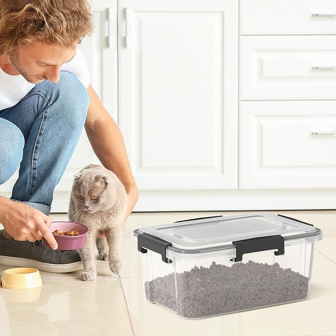 12 Quart Clear Plastic Storage Box with Lid Latching Storage Box Pack of 6