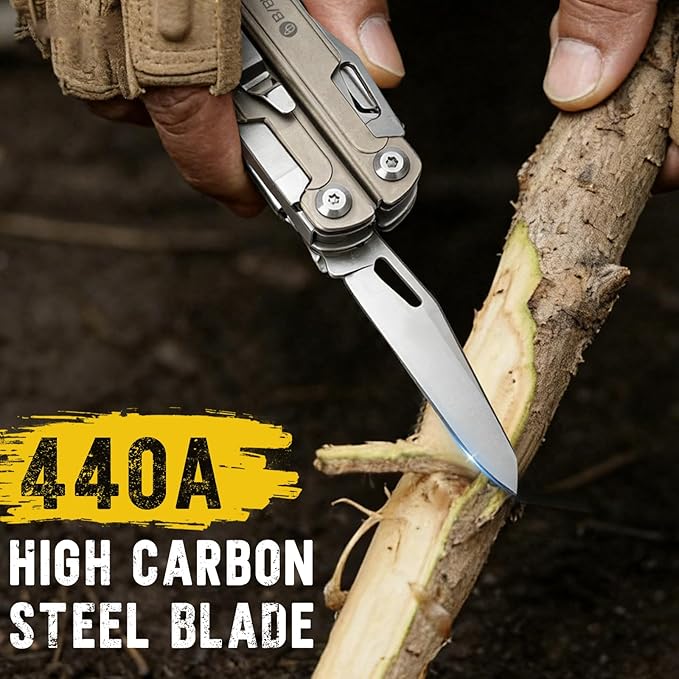 BIBURY 24-in-1 Titanium Multitool Pliers 8.7oz Ultra-Light EDC Pocket Tool with Sheath &amp Belt Clip Aerospace-Grade Titanium Handle for Camping Hiking DIY Gift for Men - 2048DT