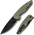 Pocket Knife 3.1 Black Stonewashed D2 Blade EDC Knife with G10 Handle Front Flipper Pocket Knife for Men Women with Thumb Stud - Camping Hiking Survival Preparation