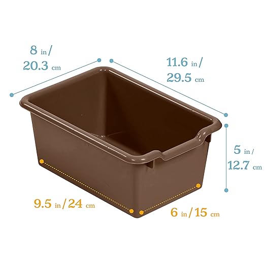 ECR4Kids Scoop Front Storage Bins Multipurpose Organization Chocolate 10-Piece