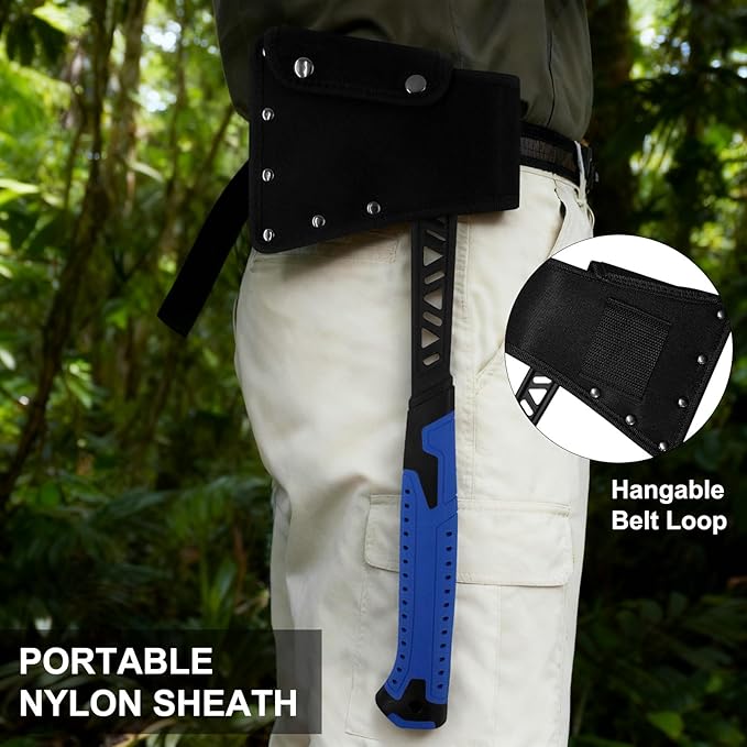 14.7 Hatchet Full Tang Forged Axe with Shock Reduction Handle and Anti-Slip Grip Camping Hatchet with Nylon Sheath