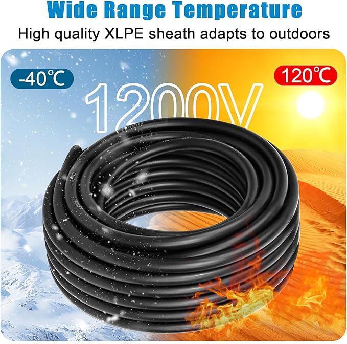 10 AWG Solar Cable 100FT Red + 100FT Black Tinned Copper Wire 10 Gauge Solar Panel Wire for RV Automotive Trailer Marine Outdoors