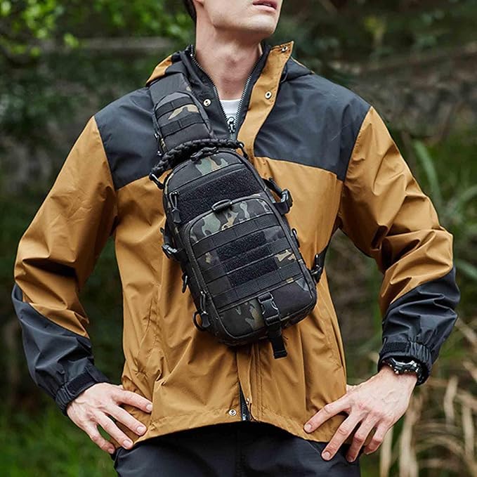 Small Sling Bag for Men Tactical Chest Shoulder Backpack MOLLE EDC Fanny Crossbody Pack toolbag