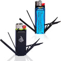 LighterBro Lighter Sleeve - Multi-Tool - 420 Stainless Steel - Easily Fits Your Favorite Lighters - Includes Mini Knife Ruler Scissors Screwdriver Poker Key Ring &amp More (Stealth/Blue Steel)