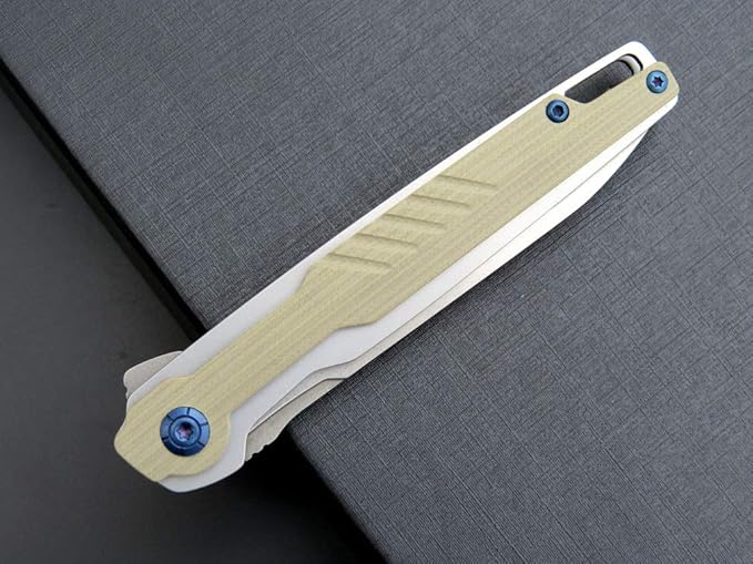 Eafengrow EF942 EDC Folding Knife D2 Steel Blade Titanium Plating &amp G10 HandlePocket Clip with Frame Lock EDC Pocket Knife for Camping Hiking Survival Outdoor(Desert)