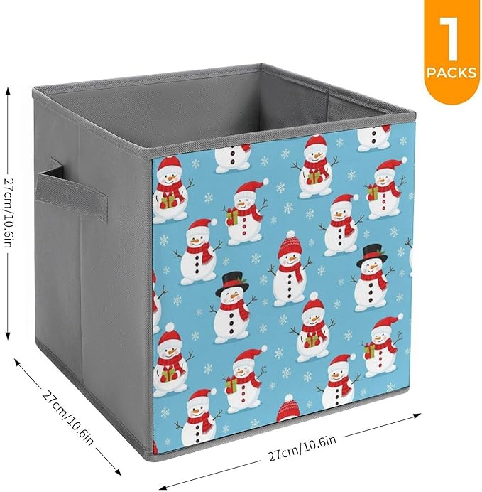 Convenient Closet Organizer Bins Christmas Snowman Foldable Storage Cubes for Clothes Shoes Neat Storage Solution