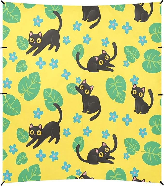 Cat Beach Canopy Sun Shelter with Sandbags &amp Sand Shovel &amp Windproof Ropes - Portable 110x126 Beach Shade Beach Tent for Camping Picnics