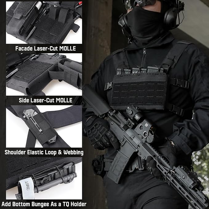 WYNEX Tactical Pouches Chest Pack Modular with Triple Magazine Insert Molle Chest Rig Carrier