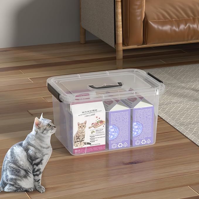 Quickquick 18 Quart Plastic Clear Latch Storage Boxes Latching Bin with Handle 4 Packs