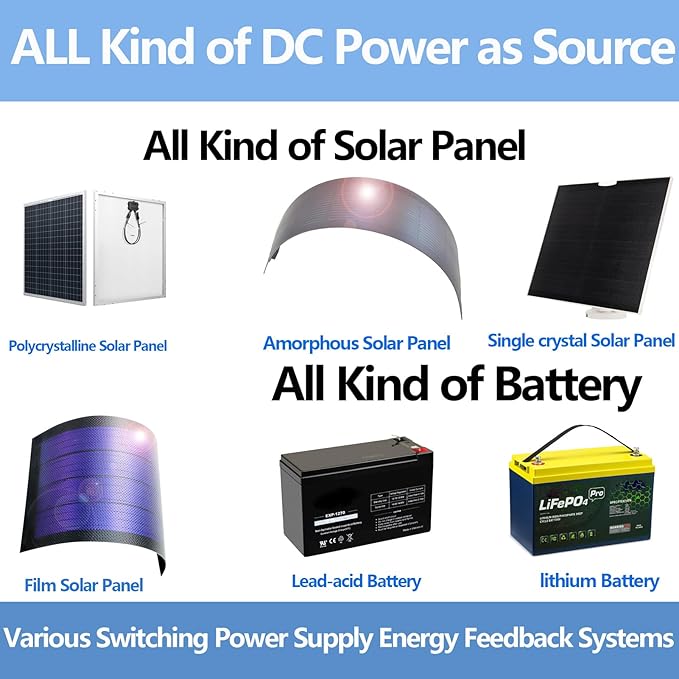 TINGEN 1000W Grid Tie Inverter with LCD Display Solar Panel DC Input 26V-45V Battery Voltage 24V AC Output 90V-140V