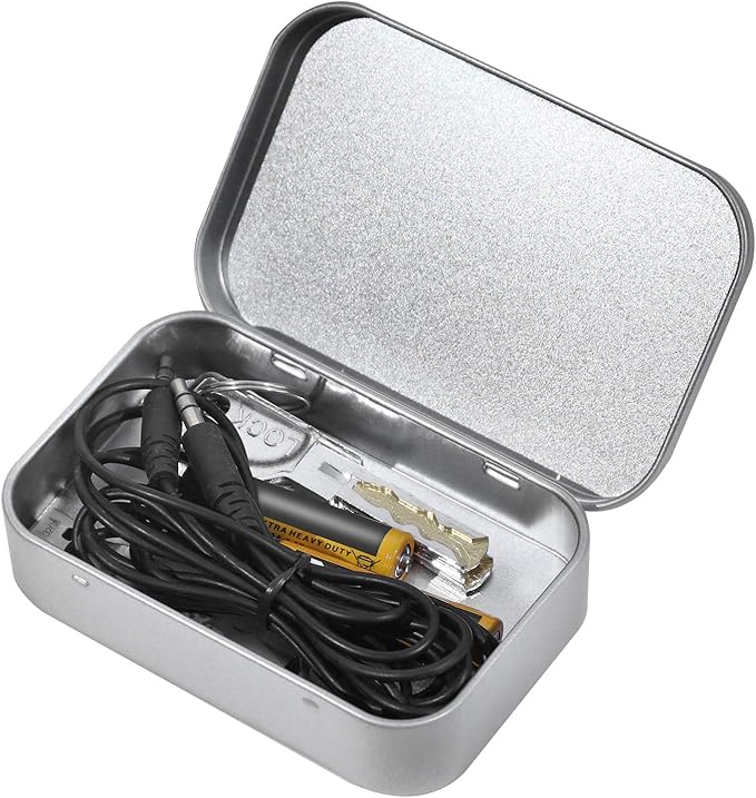 KINJOEK 42 PCS Metal Rectangular Empty Hinged Tins 3.7 x 2.4 x 0.8 Inch Portable Sealed Containers Storage Boxes with Lids for Small items Silver