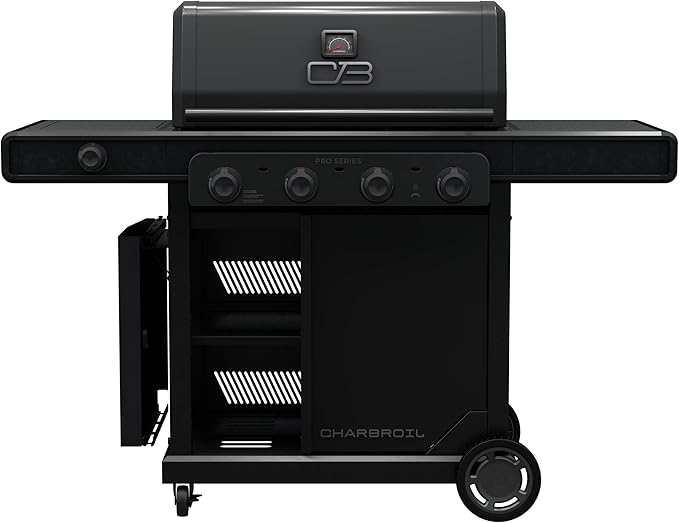 Charbroil Pro Series with Amplifire Infrared Technology 4-Burner Propane Gas Grill Cabinet with Side Burner Black - 463281024