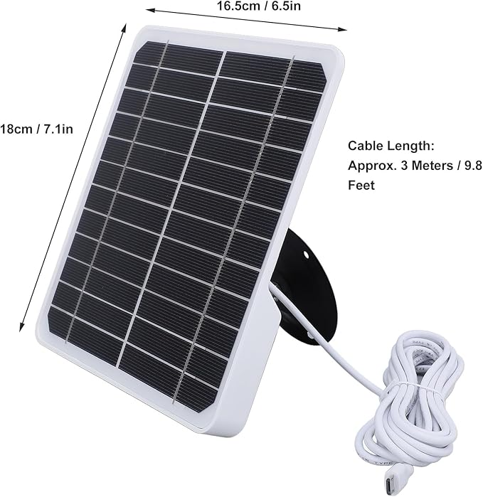 AUNMAS 20W Monocrystalline Solar Panel for Security Camera Outdoor 5V Waterproof Adjustable Wall Mount with 9.8ft Cable