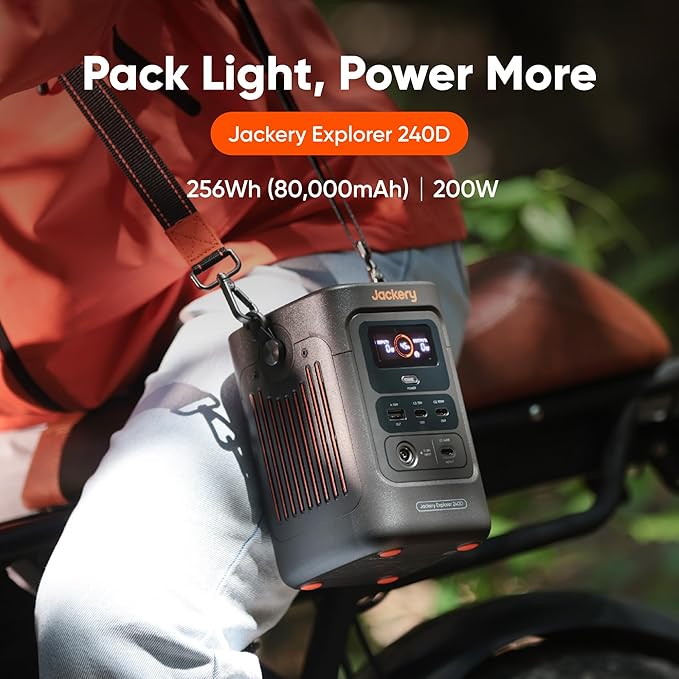 Jackery Portable Power Station Explorer 240D 256Wh Backup Lithium Battery with 102W GaN 3-Port Fast Charger
