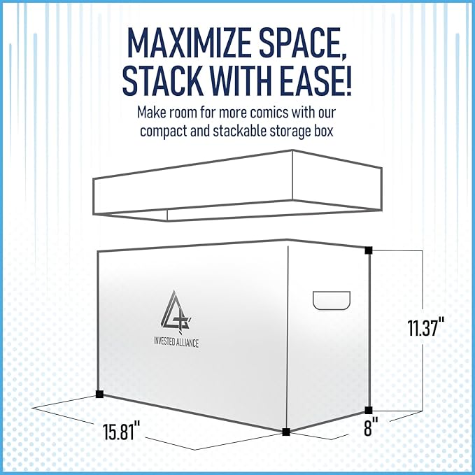 Premium Short Comic Book Storage Box (10 Pack - White). Thick Cardboard Comic Book Box/Cabinet. Comics Books Bin for 150-175 Collectibles. Comics Boxes Storage Case/Cabinet to Showcase Collectibles.