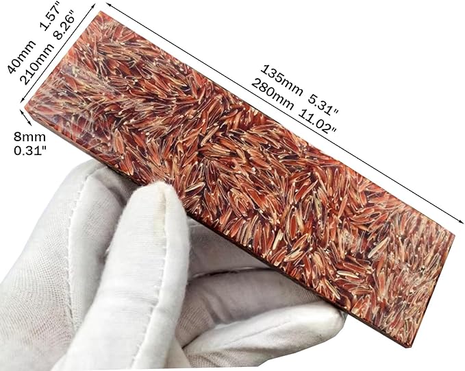 Blank Material For Blade Handle Scales 2pcs DIY Hand Carved Decorative Folding Knife Slingshot(Red280x210x8mm)