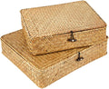 Cabilock 2pcs Woven Seagrass Storage Baskets Lid Decorative Organizers for Snacks and Household Items Natural Home Rustic Style Storage