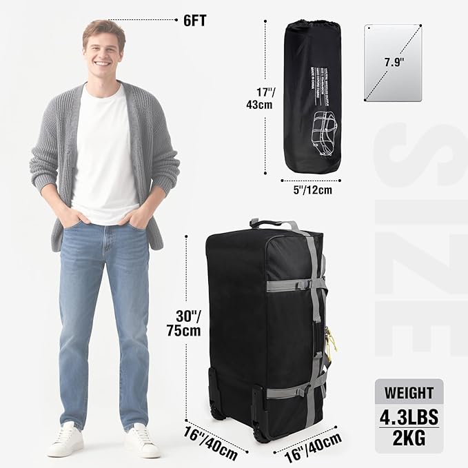 REDCAMP 85L/120L/140L Foldable Duffle Bag with Wheels Large Travel Duffel Bag