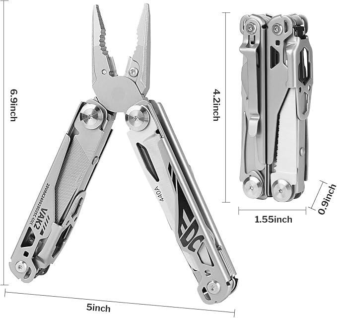Viperade VAK2 Multitool 20 In 1 Stainless Steel Multi Tool Pliers Pocket Knife with Self-Locking Foldable Heavy-duty Multitools with Scissors and Screwdriver Bits Set for Hiking Camping Repair