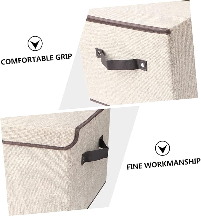 Double Lid Collapsible Storage Bin Lidded Storage Bins with Handles Woven Basket Organizer for Home