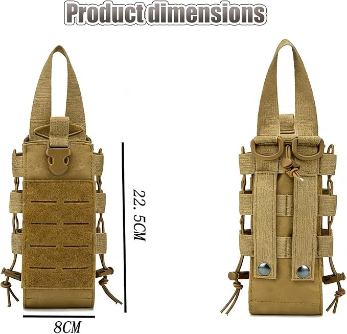 Tactics Backpack Water Bottle Holder with Shoulder Straps 1000D Adjustable Bottle Pouch Bag Carrier for Camping Hiking