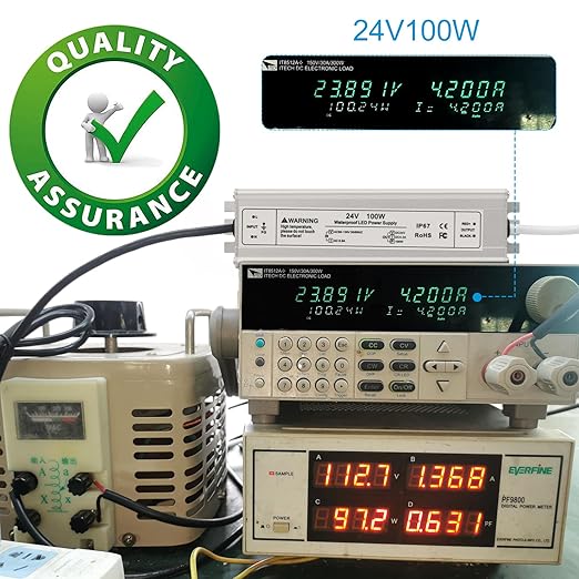 24V 100W LED Power Supply IP67 Waterproof LED Driver AC 110V to DC 24 Volt 4.2A Low Voltage Transformer Converter for Outdoor LED Strip &amp Landscape Lighting 3-Prong Plug with 3.3FT Cable