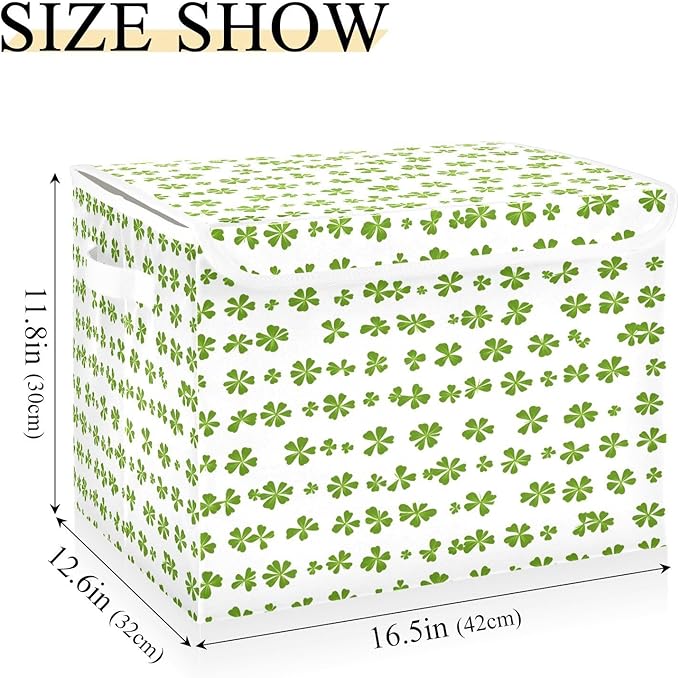 Cute Clover Fabric Storage Bins with Lids and HandleFoldable Storage Bins with LidsCloset Organizers for Clothes Storage Room Organization Office Storage Chest Organizer