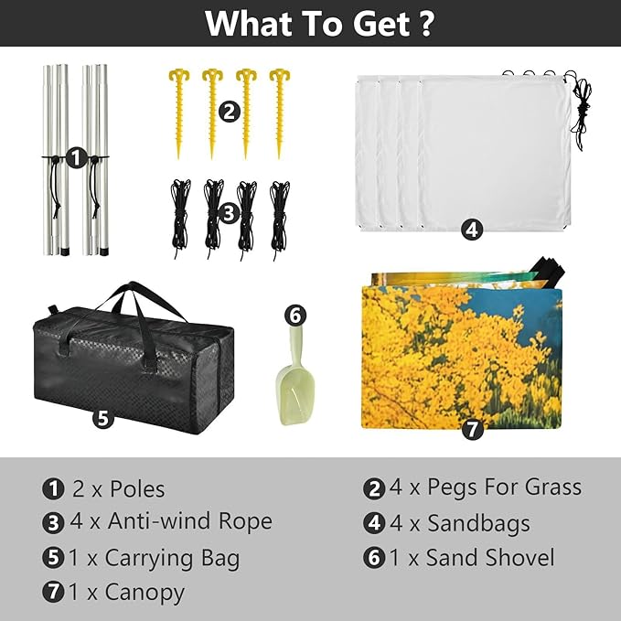 Beach Canopy with Windproof Ropes &amp Sandbags Beach Tent Sun Shade Sun Shelter for Camping Trips Fishing Backyard Fun or Picnics Autumn Landscape