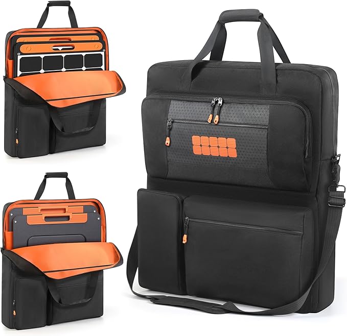 Padded Solar Panel Carrying Case Compatible with Jackery SolarSaga 100W 100X 200WTravel Solar Panel Storage Bag Fits for ZOUPW 100W 110w 200w with Multi-Pockets &amp Shoulder Strap